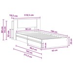 vidaXL Cadre de lit avec rangement avec tiroir Sonoma gris 90 x 190 cm