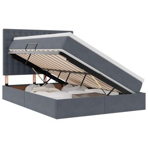 vidaXL Lit avec rangement et LED Gris foncé 140 x 200 cm Velours
