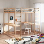 vidaXL Lit superposé et bureau et échelle 180x200cm bois de pin massif