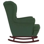 vidaXL Fauteuil à bascule à oreilles en velours vert foncé bois massif