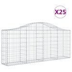 vidaXL Paniers à gabions arqués 25 Pièces 200x30x80/100 cm Fer galvanisé