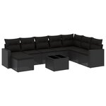 vidaXL Salon de jardin 9 Pièces avec coussins noir résine tressée