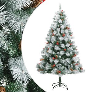 vidaXL Sapin de Noël artificiel avec pommes de pin et baies 210 cm