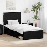 vidaXL Cadre de lit avec tête de lit Noir 90 x 190 cm Pin massif