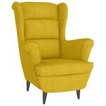 vidaXL Fauteuil à oreilles avec tabouret jaune moutarde velours