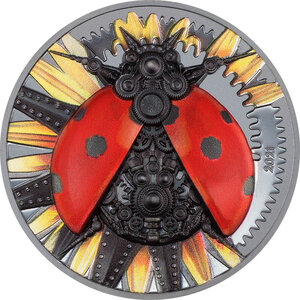 Monnaie MECHANICAL LADYBUG Clockwork Evolution 3 Oz Argent 2000 Togrog Mongolia 2021