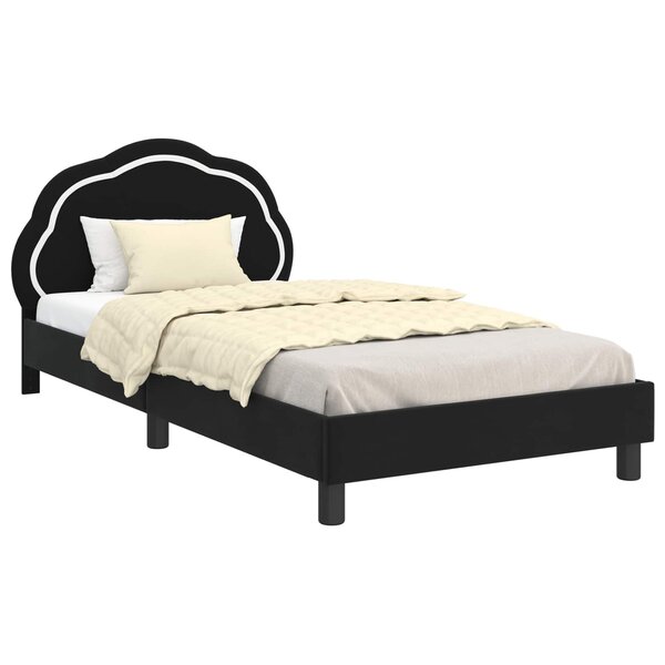vidaXL Cadre de lit pour enfants avec tête de lit Noir 90 x 200 cm