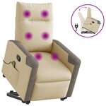 vidaXL Fauteuil inclinable de massage Crème Tissu