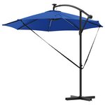vidaXL Parasol banane à mât déporté bleu azur 294 x 294 x 248 cm