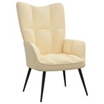 vidaXL Chaise de relaxation avec tabouret Blanc crème Velours