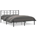 vidaXL Cadre de lit métal sans matelas et tête de lit noir 160x200 cm