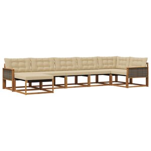 vidaXL Ensemble de canapés d'extérieur 7 pc Naturel et Beige