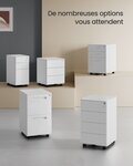 Caisson de bureau mobile verrouillable avec 3 tiroirs rangement de documents papeterie préassemblé pour bureau bureau à domicile 39 x 45 x 55 cm blanc 12_0004822