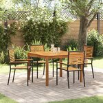 Ensemble de salle à manger de jardin 5 pièces vidaXL en polyéthylène noir et acacia