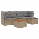 vidaXL Salon de jardin avec coussins 6Pièces mélange beige résine tressée
