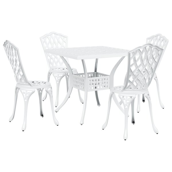 Ensemble de salle à manger de jardin 5 pièces vidaXL en aluminium blanc