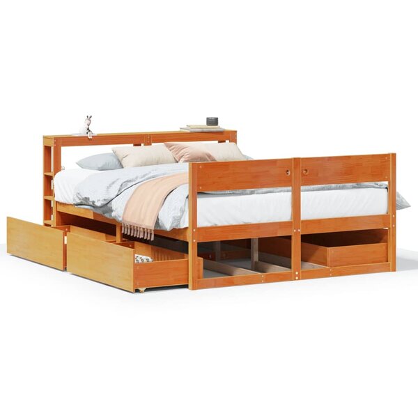 vidaXL Cadre de lit sans matelas cire marron 150x200cm bois pin massif