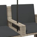 vidaXL Canapé de jardin 2 places et parasol tabourets gris clair rotin
