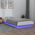 vidaXL Cadre de lit à LED blanc 100x200 cm bois massif