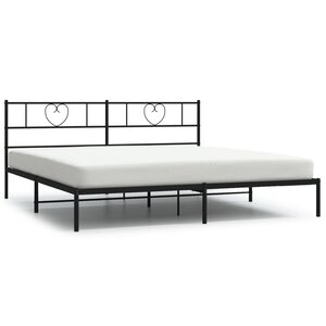 vidaXL Cadre de lit métal sans matelas avec tête de lit noir 200x200cm