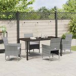 vidaXL Ensemble de jardin de 5 pièces en poly-rattan gris