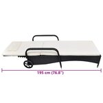 vidaXL Chaise longue avec coussin et roues Résine tressée Noir