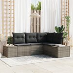 vidaXL Ensemble de canapé de jardin 4 pièces avec coussins gris poly rotin