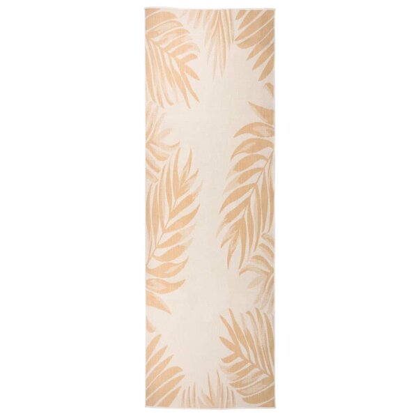 vidaXL Tapis à tissage plat d'extérieur 80x250 cm Motif de feuille