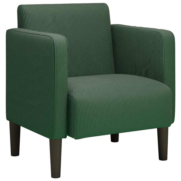 vidaXL Canapé-chaise accoudoirs vert foncé 54 cm tissu velours côtelé