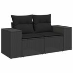 vidaXL Ensemble de canapé de jardin avec coussin 9 Pièces Noir polyrotin