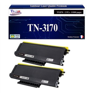 T3AZUR - 2x Toners compatibles avec Brother TN3170 pour Brother MFC-8460  MFC-8460N  MFC-8860DN  MFC-8870DW Noir - 8 000 pages