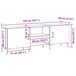 Meuble TV vidaXL Noir Chêne 150x30x50 cm Bois d'ingénierie