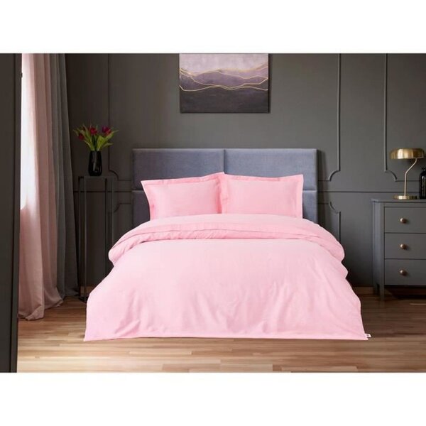 Parure de lit - housse de couette 220 x 240 + 2 taies d'oreiller 60 x 60 - Satiné coton - Rose