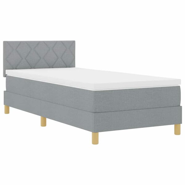 vidaXL Lit à ressort LED avec matelas Gris clair 90 x 200 cm tissu