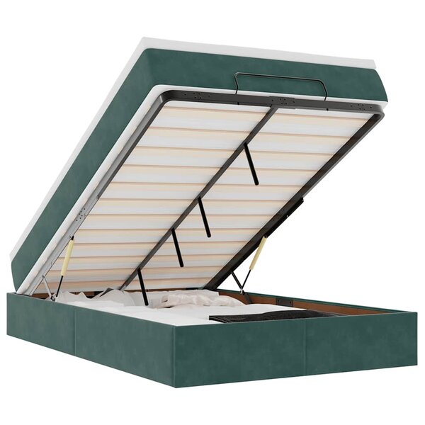 vidaXL Cadre de lit ottoman avec matelas vert foncé 120x200 cm velours