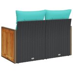 vidaXL Canapé de jardin avec coussins 2 places en résine tressée noire