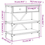 vidaXL Table console sonoma gris 75x34 5x75 cm bois d'ingénierie