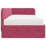 vidaXL Cadre de lit d'angle avec matelas Bordeaux 90 x 190 cm Velours