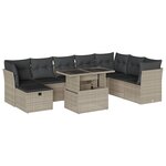 vidaXL Salon de jardin 9 Pièces avec coussins gris clair résine tressée