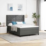 vidaXL Lit à ressorts avec matelas et LED gris foncé  140x200 cm en tissu
