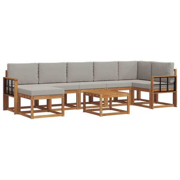 vidaXL Ensemble de canapés d'extérieur 8 Pièces Gris Naturel et Clair