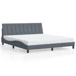 vidaXL Cadre de lit avec LED sans matelas Hanko gris foncé 180x200cm velours