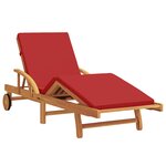 vidaXL Chaise Longue avec Coussin et Table en Bois d'Acacia Rouge
