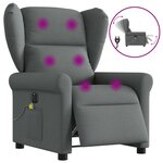 vidaXL Fauteuil inclinable de massage électrique gris foncé tissu