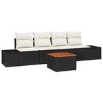 vidaXL Ensemble de canapé de jardin avec coussin 5 Pièces Noir polyrotin