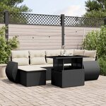 vidaXL Salon de jardin 7 Pièces avec coussins noir résine tressée