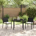 vidaXL Ensemble de Salle à Manger 3 Pièces de Jardin Noir Poly Rattan