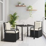 vidaXL Ensemble de salle à manger pour jardin 3 Pièces Noir polyrotin