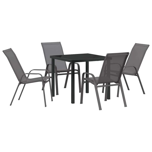 vidaXL Ensemble de salle à manger pour jardin 5 Pièces Gris et Noir