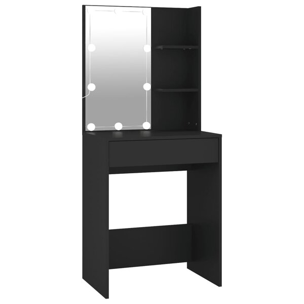 vidaXL Coiffeuse avec LED Noir 60x40x140 cm